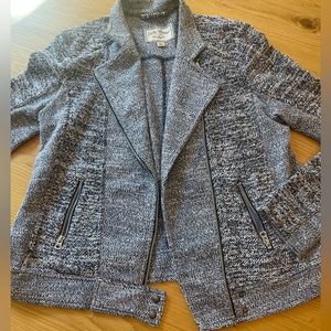 Lucky Brand moto jacket with pockets and silver buttons/zipper.